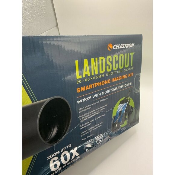 Celestron LandScout Spotting Scope 20-60x65mm with Smartphone Imaging Kit NEW - Picture 3 of 5